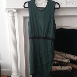 Malene Birger Green Ruched Dress Silk Back Slit